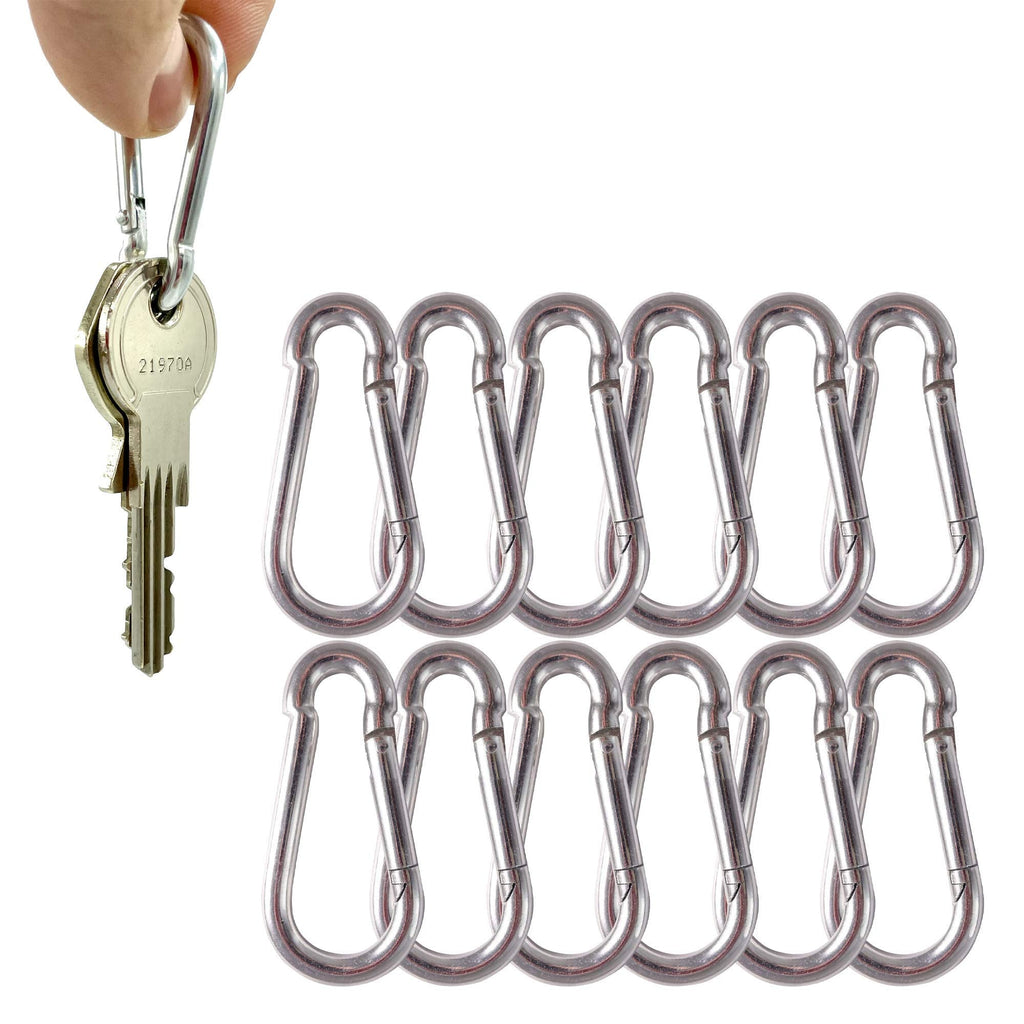 [Australia - AusPower] - 12pcs Maky Outdoors Heavy Duty Carabiners - 1.57" 154lbs Weight Capacity Per Clip - Strong Spring Action Snap Hook Attachment, Anti-Rust - for Hammocks, Punching Bags, Swing Chairs, Gym Equipment 12 
