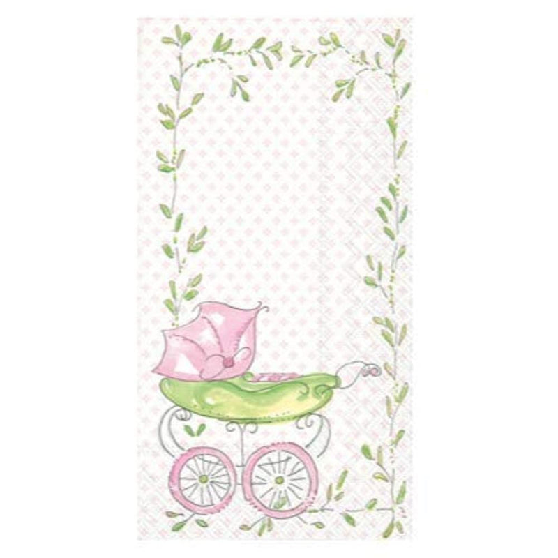 [Australia - AusPower] - Baby Carriage Guest Towels, Decorative Paper Napkin 3-ply, 32-count - For Dinners, Birthdays, Weddings, Parties, Bar Serviettes and Special Occasions - Pink Baby Carriage 