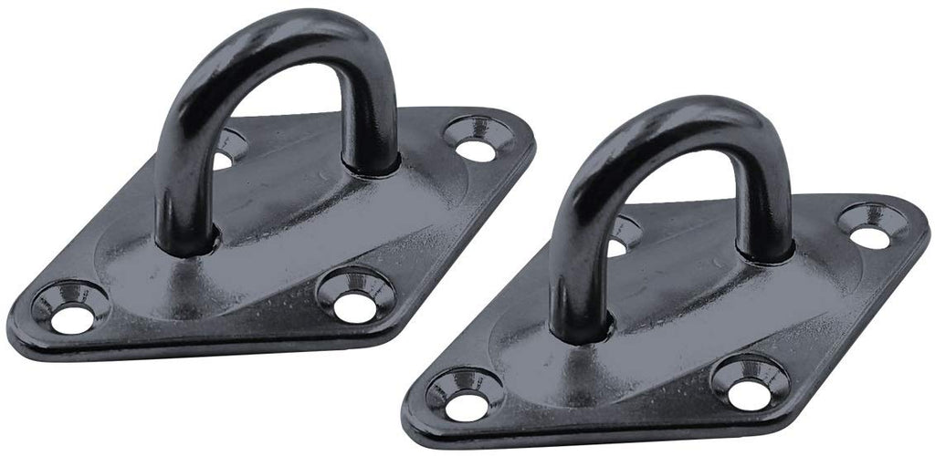 [Australia - AusPower] - Branded Boards Heavy Duty Hammock Kits & Ceiling Hook Diamond Pad Eye Plates, 304 Stainless Steel & Black Zinc Galvanized Steel Corrosion Resistant, 2, 4 & 8 Packs 2-Pack-Black-M6 