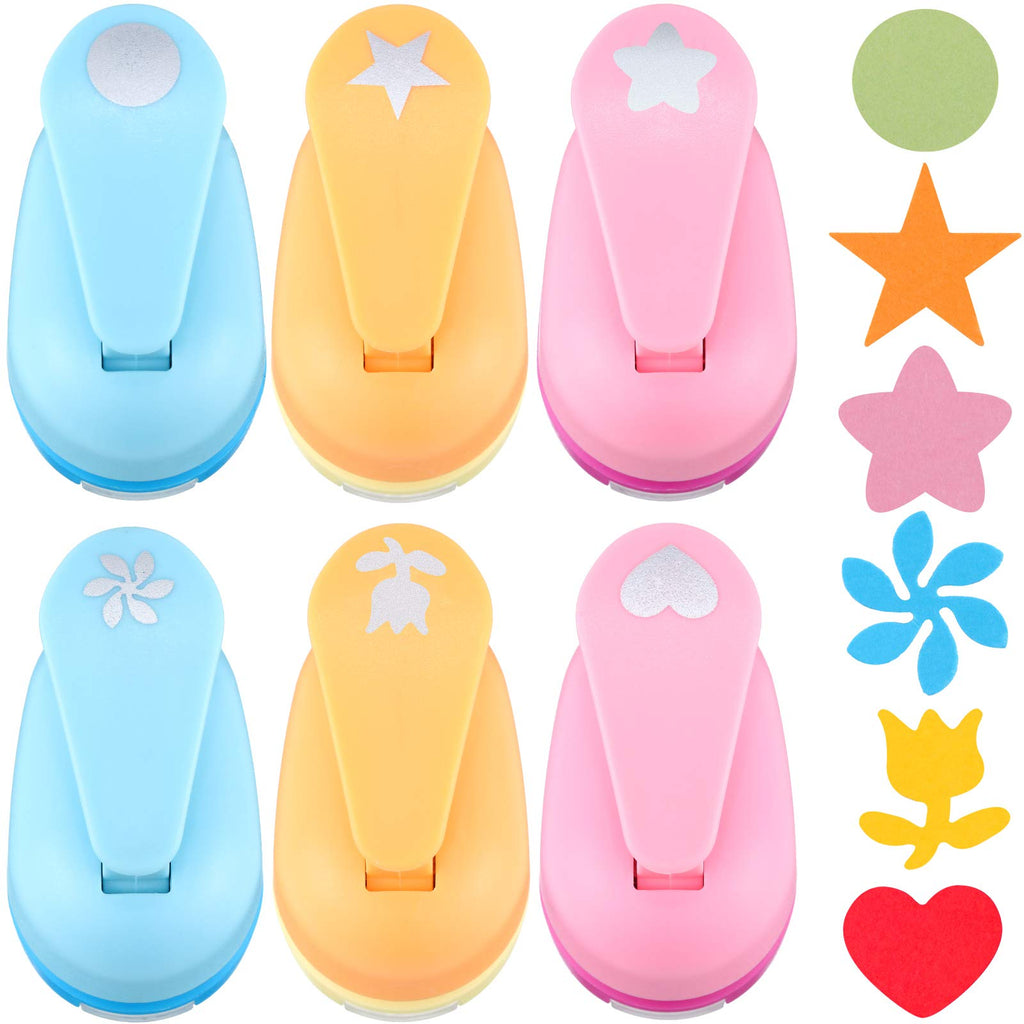 [Australia - AusPower] - 6 Pieces Craft Hole Punch Paper Punches Handmade Scrapbook Puncher Mixed Shapes Punches Tools for Kids Paper Supplies (Dot, Star, Heart, Flower) Dot, Star, Heart, Flower 