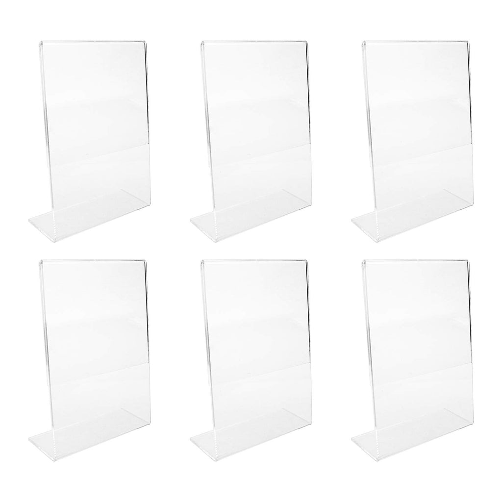 [Australia - AusPower] - Quluxe 7" x 5" Office Table Sign Display Holder, L-Shape Portrait-Style Double-Sided Menu Display, Clear Acrylic Photo Frame Brochure Holder (Pack of 6) 