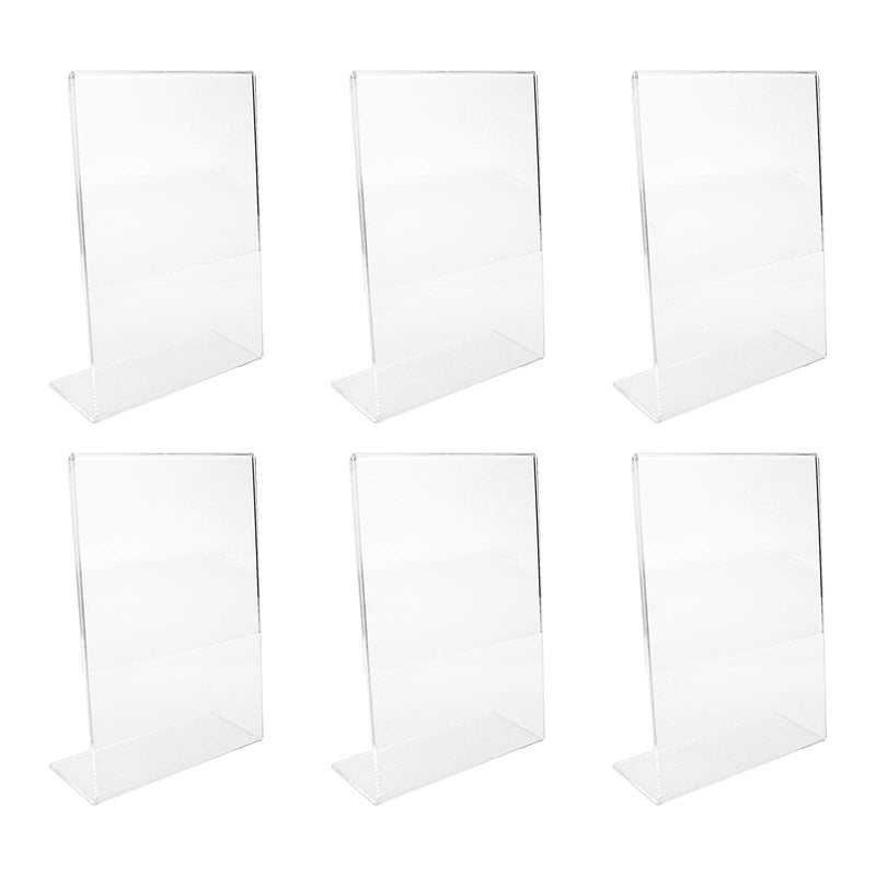 [Australia - AusPower] - Quluxe 7" x 5" Office Table Sign Display Holder, L-Shape Portrait-Style Double-Sided Menu Display, Clear Acrylic Photo Frame Brochure Holder (Pack of 6) 