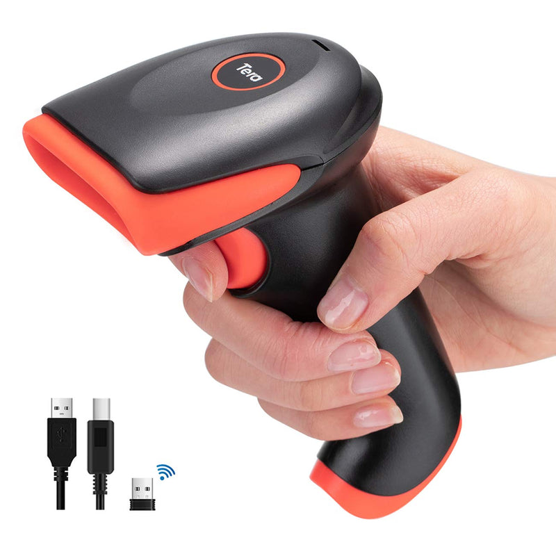[Australia - AusPower] - Tera Pro Wireless 2D QR Barcode Scanner 3 in 1 Bluetooth & 2.4GHz Wireless & USB Wired Connection Connect Smart Phone Tablet PC Image Bar Code Reader with Vibration Alert Model HW0002-O 