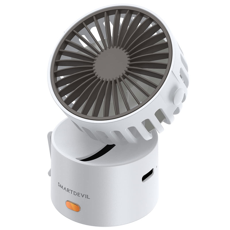 [Australia - AusPower] - SmartDevil Portable Mini Fan, 3 Speed Personal Small Rechargeable Neck Fan, 45° Adjustment Mini Desk Fan, Belt Fan for Working, Hiking, Travel and Outdoor (White） White 