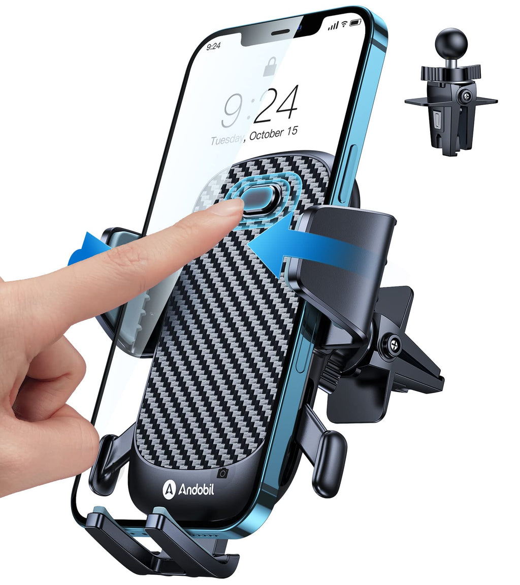 [Australia - AusPower] - andobil Car Phone Holder Mount[Thick Case & Heavy Phones Protection] Auto Clamp Firmly Grip & Never Slip Durable Air Vent Car Phone Mount Compatible with iPhone 13,12,11 Android Smartphone Samsung 