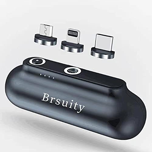 [Australia - AusPower] - Brsuity Portable Charger 3 in 1 2600mah Mini Magnetic Power Bank Portable Finger Wireless Power Bank 2600mah with Type c Android and ipohne adater 