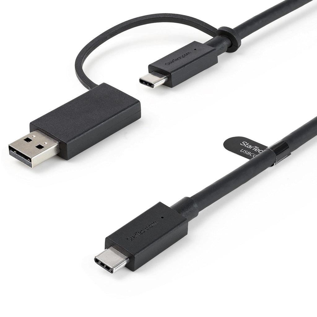 [Australia - AusPower] - StarTech.com 3ft (1m) USB-C Cable with USB-A Adapter Dongle - Hybrid 2-in-1 USB C Cable w/USB-A - USB-C to USB-C (10Gbps/100W PD), USB-A to USB-C (5Gbps) - Ideal for Hybrid Docking Station (USBCCADP) 