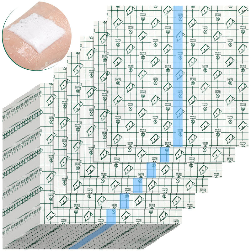 [Australia - AusPower] - 50 Pieces Waterproof Shower Patch Transparent Stretch Adhesive Bandage Protective Shower Bandage Cover Waterproof Transparent Film Clear Adhesive Bandages Dressing, 9 x 9 Inch 