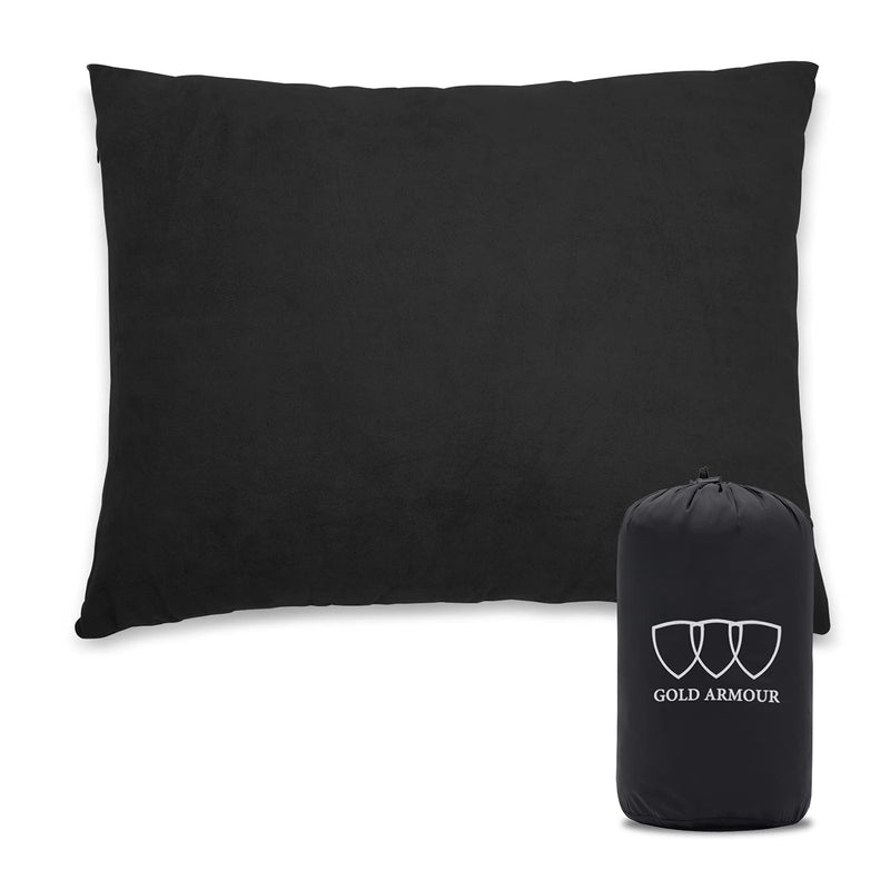 [Australia - AusPower] - Gold Armour Camping Pillow Memory Foam - Compact Compressible Backpacking, Hammock, and Travel Pillows for Kids and Adults - Essential Outdoor & Camping Gear (Medium 14x18in, Black) Medium (Pack of 1) 