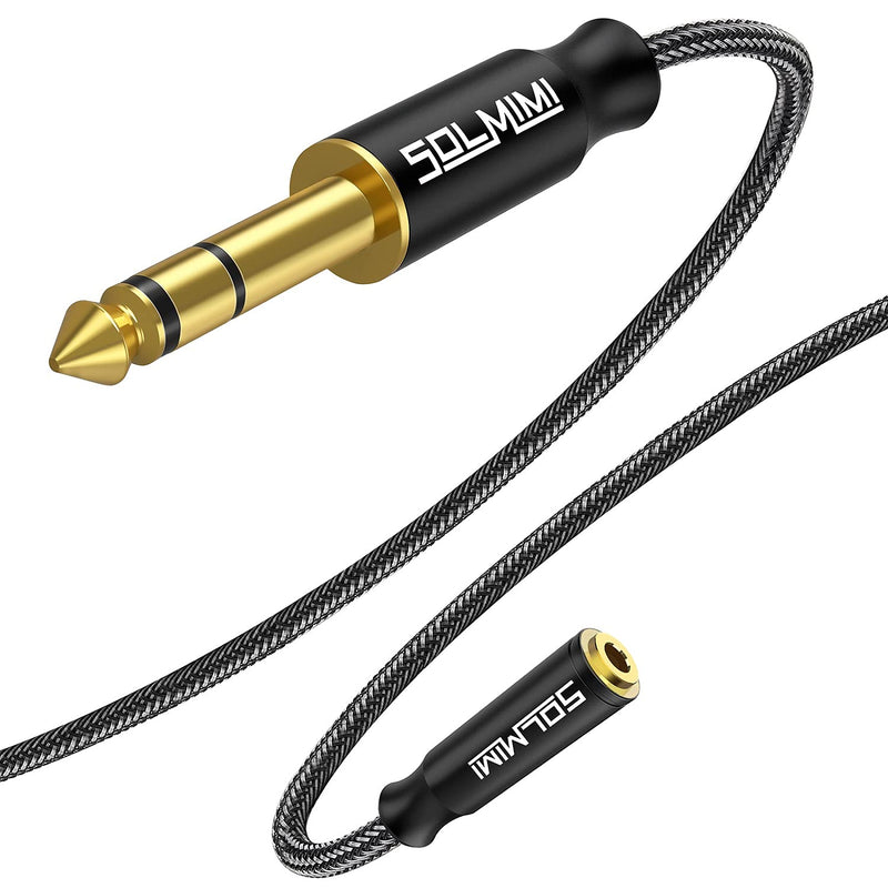 [Australia - AusPower] - SOLMIMI 6.35mm (1/4 inch) Male to 3.5mm (1/8 inch) Female Audio Jack Adapter Nylon Braid & Lossless Stereo Headphone Jack Adapter for Amplifier Mixer Guitar Piano Speaker or More - Matte Black 1 Feet/ 0.3 Meters 