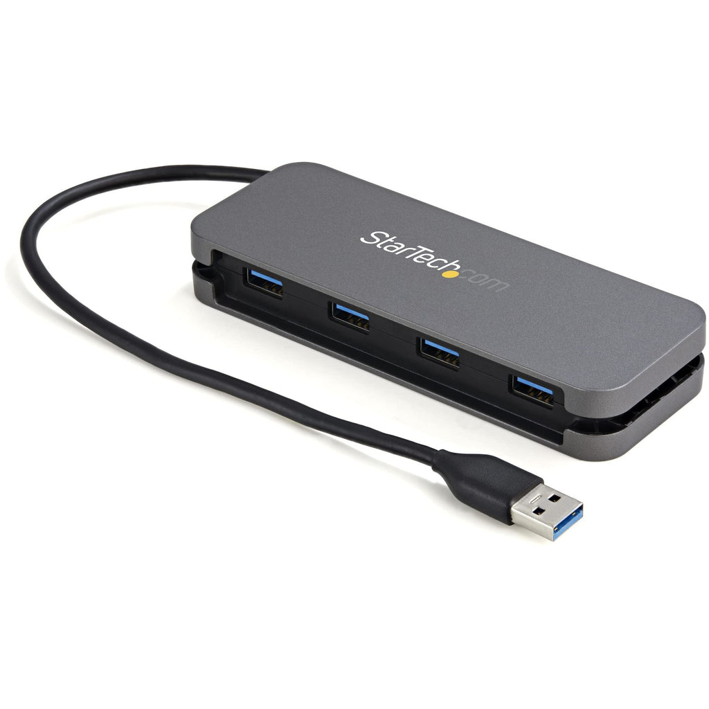 [Australia - AusPower] - StarTech.com 4 Port USB 3.0 Hub - USB-A to 4X USB-A - SuperSpeed 5Gbps Portable USB 3.1 Gen 1 Type-A Hub - USB Bus Powered - Laptop/Desktop USB Hub with Long Cable 11" & Cable Management (HB30AM4AB) 