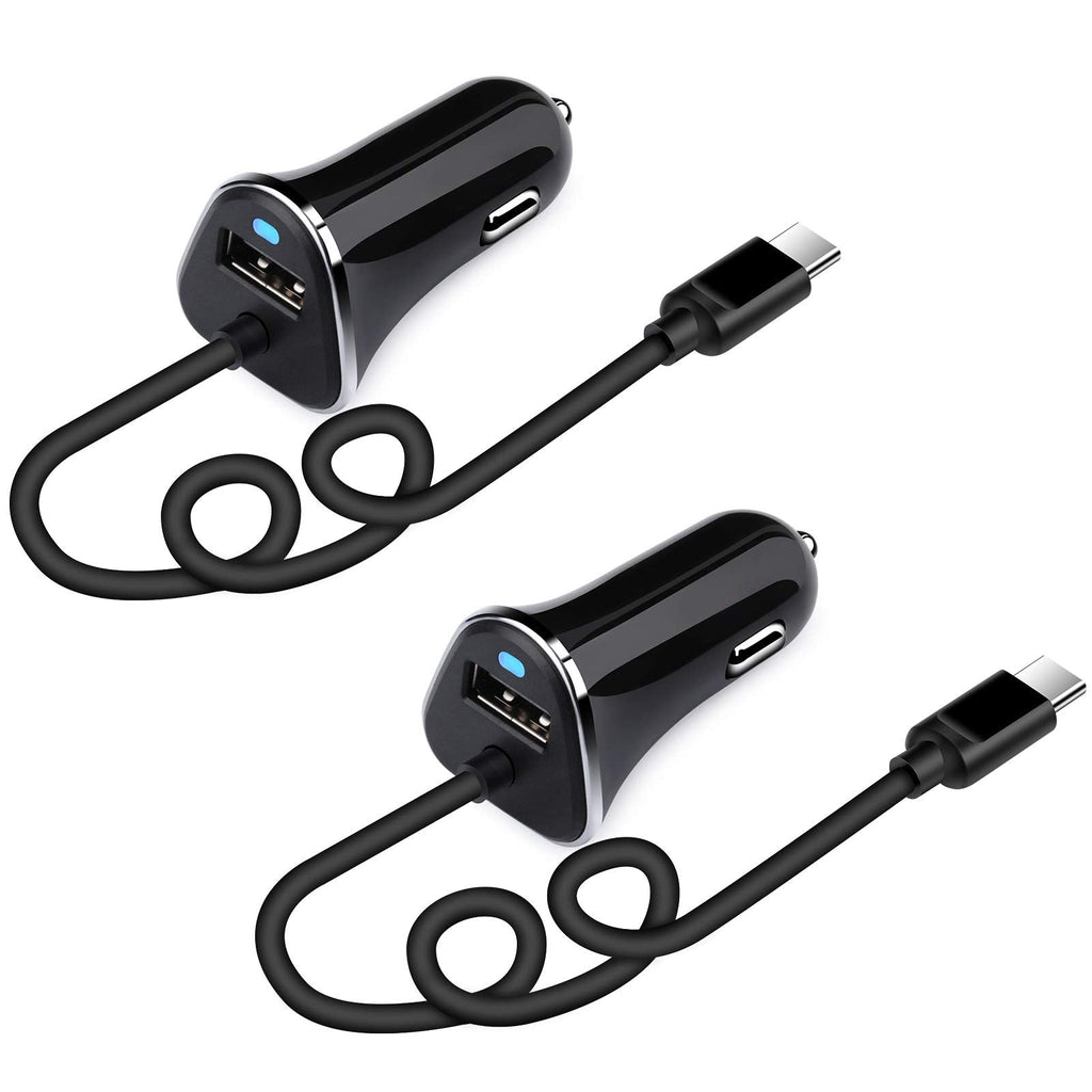 [Australia - AusPower] - 3.4A USB C Car Charger Fast Charging Adapter for Samsung Galaxy S21 S21+ S21 Ultra S20 FE 5G Note 20 S10E S10 S10+ S9 S8 A01 A10E A20 A21 A30S A50 A51 A52 A70 A71, with Built-in 3ft Type C Cable 2Pack 