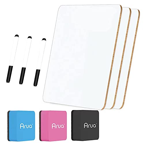 [Australia - AusPower] - Arua Dry Erase Lapboards, 3pcs Double Sided Lapboards 9x12 inch Mini White Boards with Erasers/Wipes and Markers for Kids Students, Classroom, Home and Office Work 3-Pack 