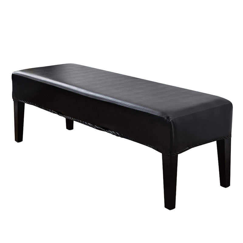 [Australia - AusPower] - Yuhoo Dining Bench Cover, PU Leather Soft Stretch Stretch Bench Slipcover, Waterproof Kitchen Chair Seat Cushion, for Kitchen Dining Bench Seat Protector,Black,free size Black 