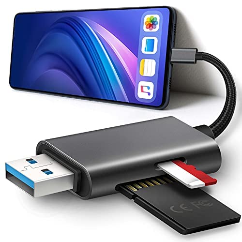 [Australia - AusPower] - SD Card Reader for iPhone,iPad and PCs,MicroSD/SD Card Reader with USB Connector,Trail Camera SLR Camera SD Card Reader,Plug and Play 
