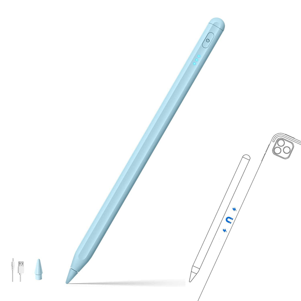 [Australia - AusPower] - Active Stylus Pen with Palm Rejection for iPad,3-Level Battery Indicator/Tilt Sensitivity,for iPad Pro 11/12.9(2018-2020),6th/7th/8th Gen,Mini 5,Air 3rd/4th for Precise Writing/Drawing (Blue) Blue 