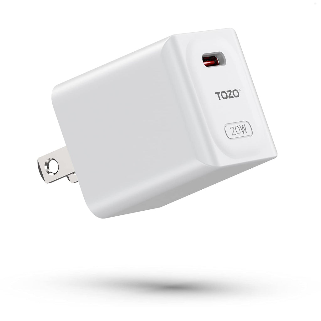 [Australia - AusPower] - TOZO C1 USB C Charger 20W PD Power Adapter Fast Wall Charger Type C Charger Compatible with iPhone 13/13Pro/13Pro Max/12/12 Pro/12 Pro Max/11,iPad Pro,Samsung Galaxy White(Cable not Included) 