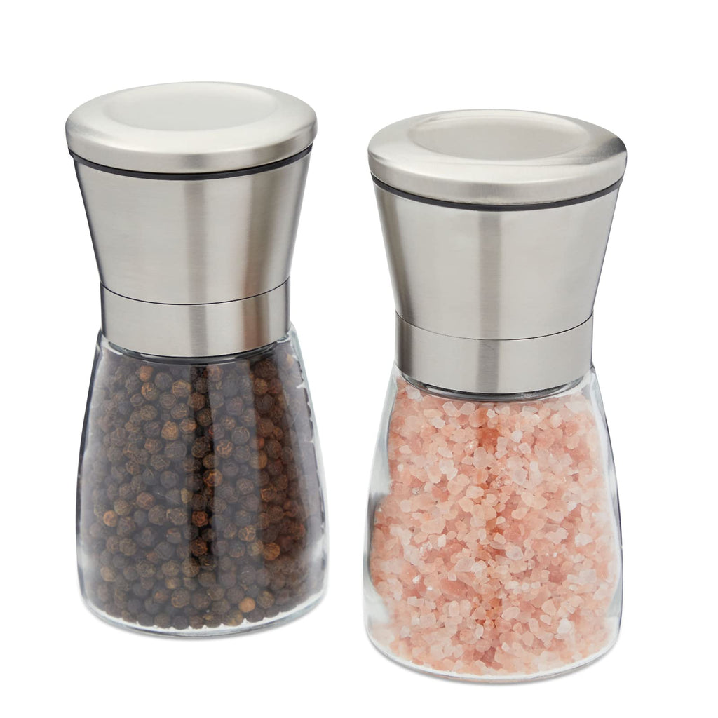 [Australia - AusPower] - Refillable Salt and Pepper Grinders Set, Stainless Steel (2.5x5.25 In, 2 Pieces) 