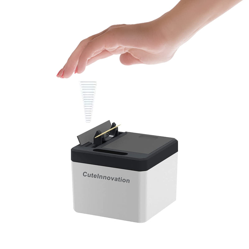 [Australia - AusPower] - Innovation Automatic Auto Toothpick Dispenser, Smart Toothpick Holder Box, Infrared Sensor Toothpick Box for Home Restaurant Office (White) White 