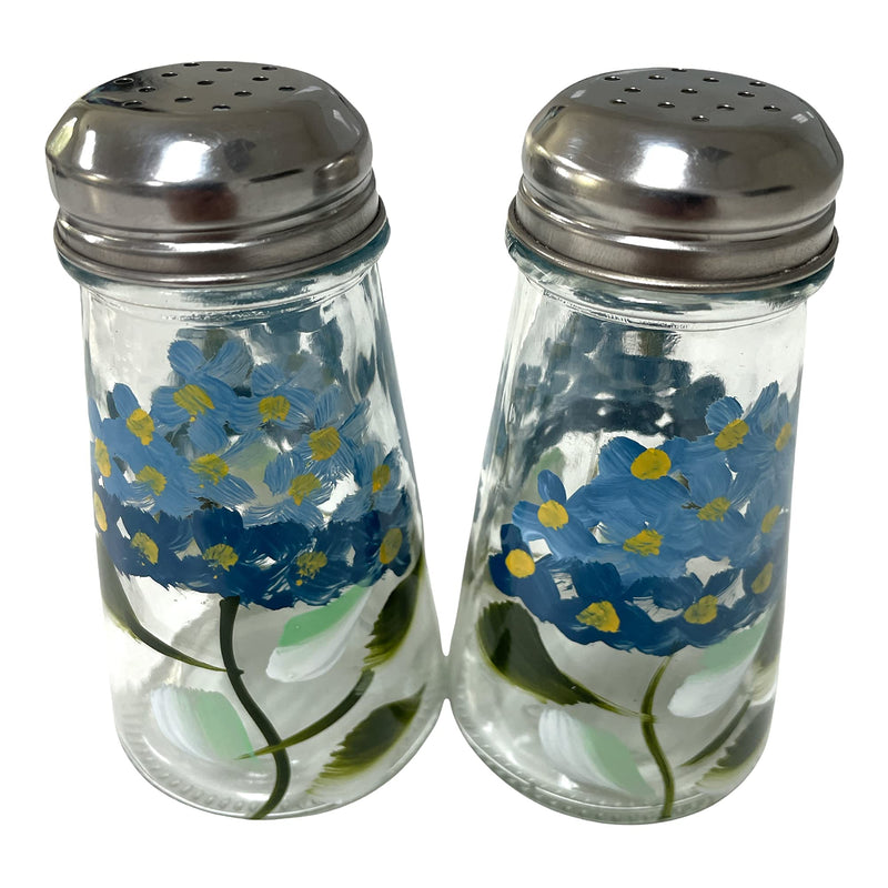 [Australia - AusPower] - Hand Painted Tapered Blue Hydrangeas Salt and Pepper Shaker Set 