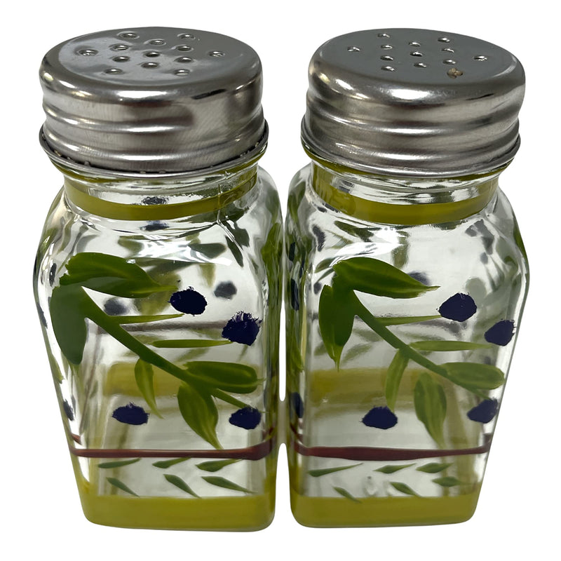 [Australia - AusPower] - Hand Painted Glass Oliva Branch Salt and Pepper Shakers Set 