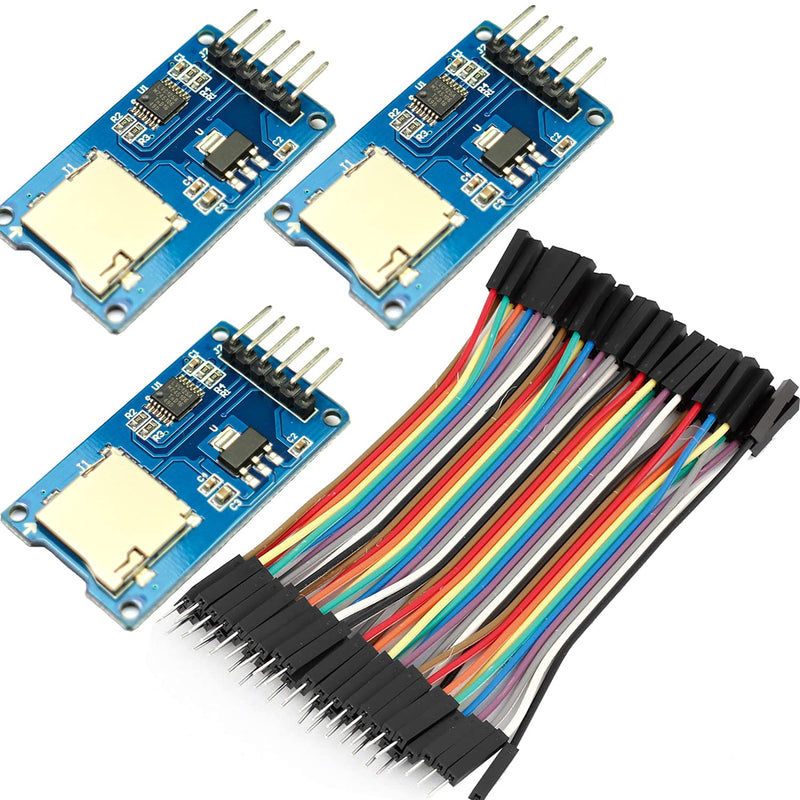 [Australia - AusPower] - AIHJCNELE 3pcs Micro SD TF Card Adapter Reader Module Memory Storage Breakout Board SDHC Card Read Write Module SPI Interface with Chip Level Conversion with Dupont Cable Line for Arduino Raspberry Pi 