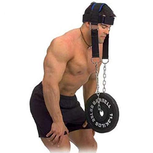 [Australia - AusPower] - Visaman Fitness Neck Head Harness Neck Training Weight Lifting Strength Trainer with Adjustable Long Steel Chain and Strap Improve Muscle Strength Neck Exerciser 