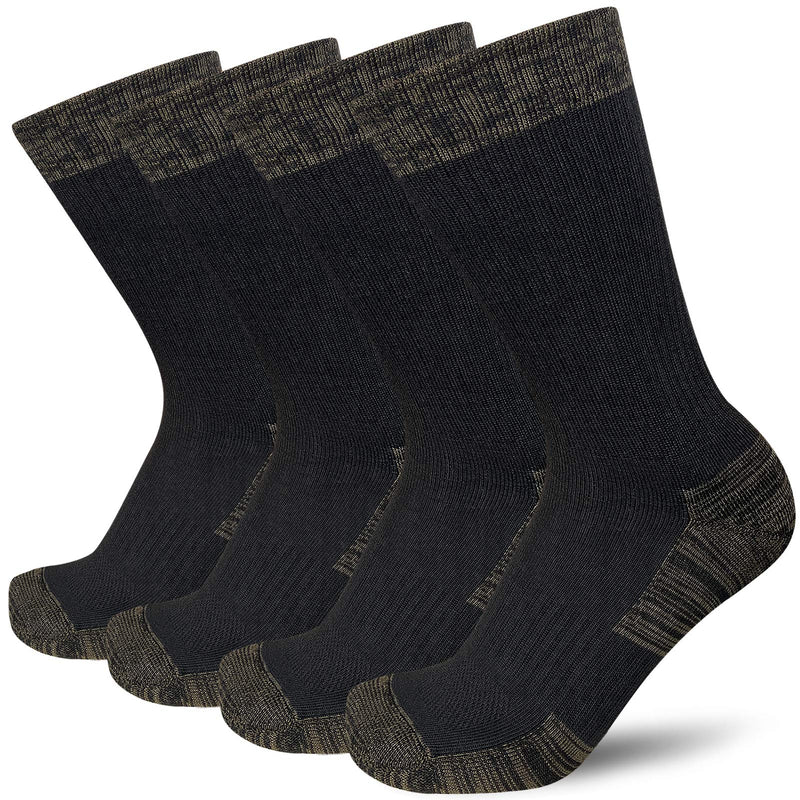 [Australia - AusPower] - APTYID Men's Moisture Control Cushioned Crew Work Boot Socks (4-6 Pairs) 6-12 4 Pairs Black/Olive Drab 
