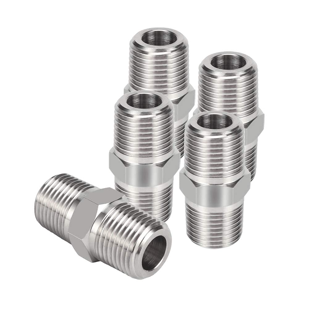 [Australia - AusPower] - Joywayus Hex Nipple 1/2" Male x 1/2" Male Threaded Stainless Steel 304 Threaded Nipple Pipe Fittings for Brew Kit Home Piping (Pack of 5) 1/2“ x 1/2” Male 