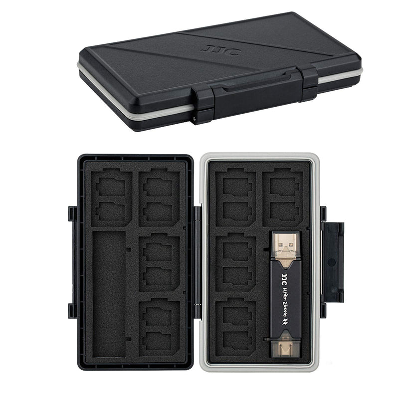 [Australia - AusPower] - 24 Slots Memory Card Case Holder for 16 Micro SD Cards, 8 SD Cards, Includes a 3 in 1 Type C USB 3.0 Micro USB 2.0 Memory Card Reader, Water-Resistant Anti-Shock 