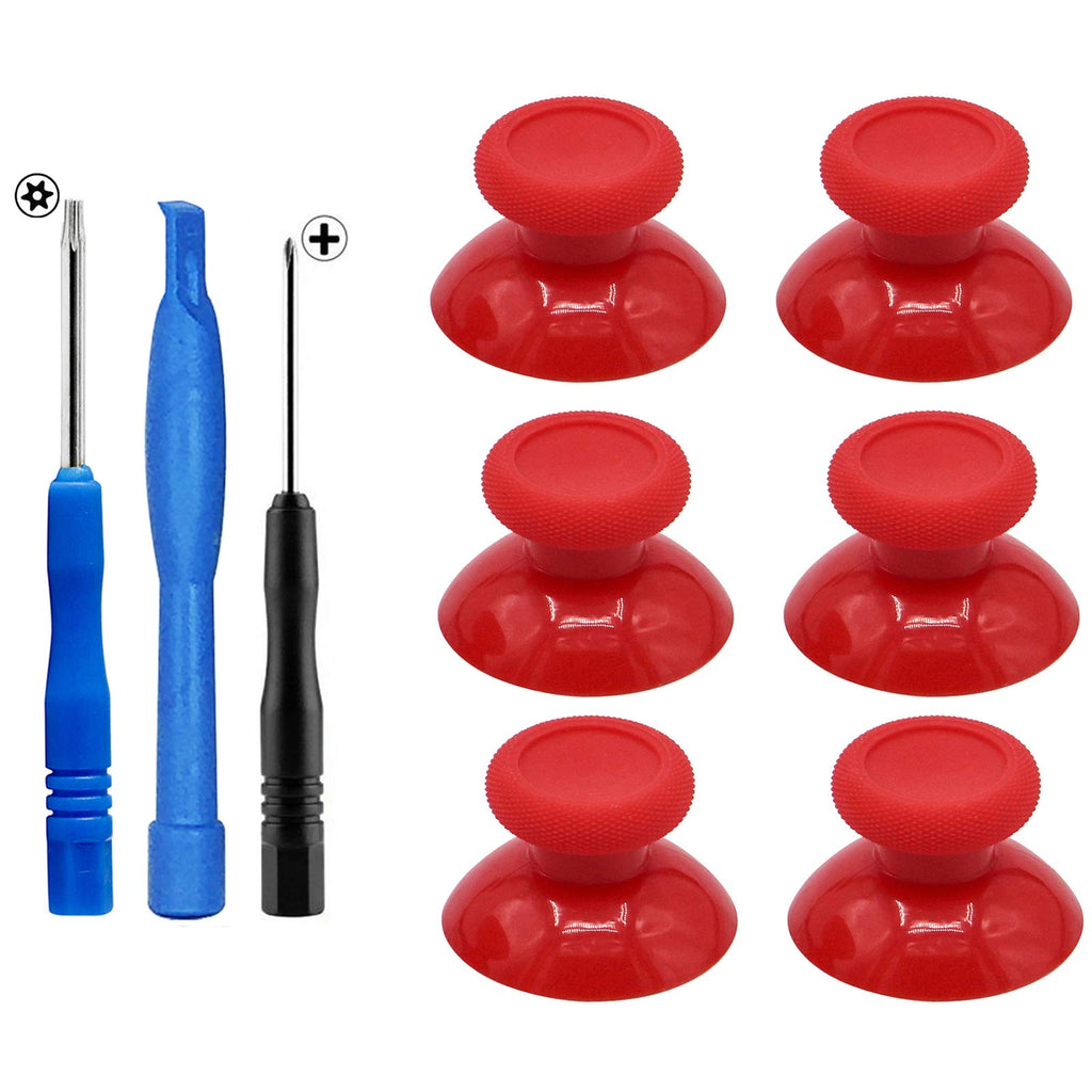 [Australia - AusPower] - 6 PCS Thumbsticks Joysticks Replacement with T8 Cross Tools for Xbox One/PS4 Controllers - Red 