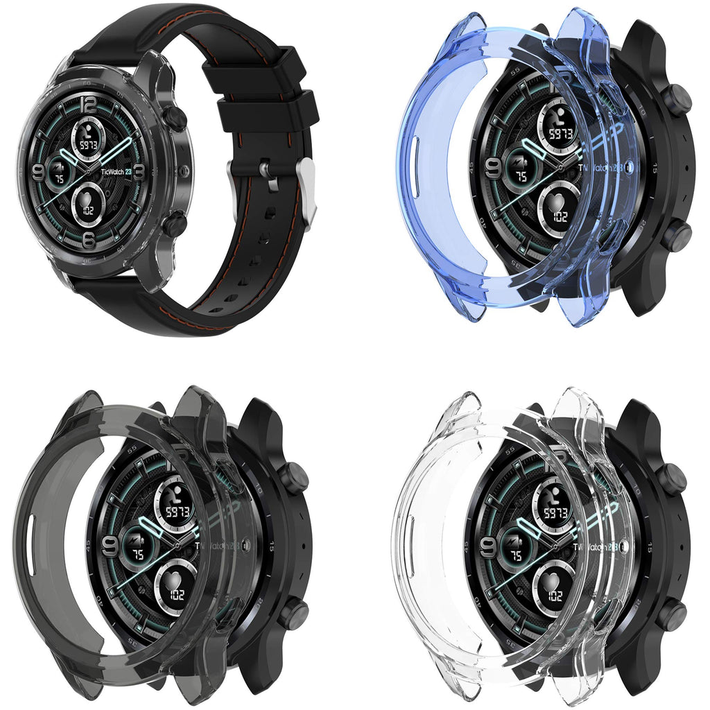 [Australia - AusPower] - LIJINLAN Case Compatible with TicWatch Pro 3 Watch, Soft Protector Cover TPU Anti-Scratch Bumper Case for TicWatch Pro 3 Smart Watch Accessories (Black Blue White) black blue white 