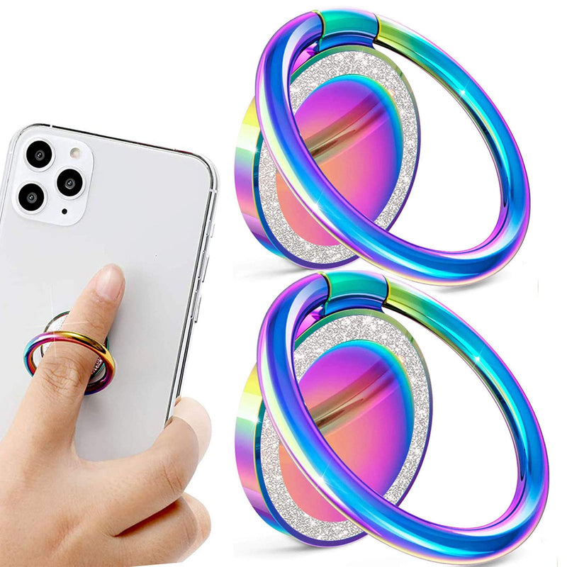 [Australia - AusPower] - Phone Ring Holder,Cell Phone Ring Holder Stand Bling Metal Ring Grip Phone Finger Kickstand for Smartphones,Tablets,Pads(2Pcs) 