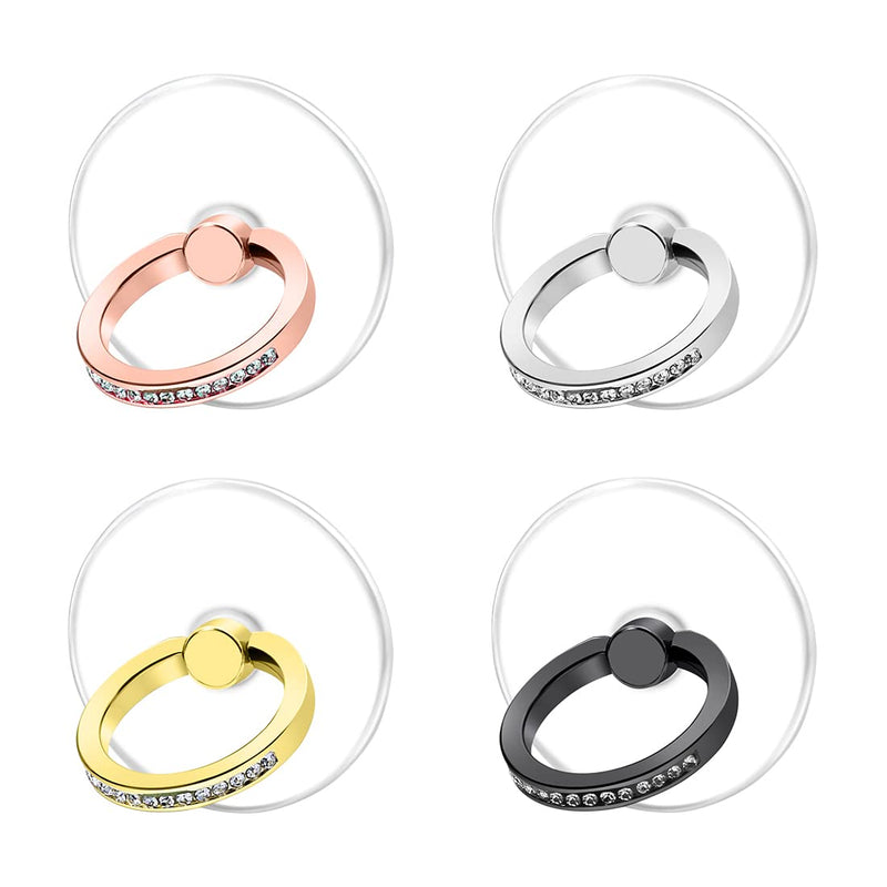 [Australia - AusPower] - Transparent Cell Phone Ring Stand Holder Phone Ring Holder Finger Grip Loop Finger Ring Stand (Black Sliver Gold Rose Gold (Round)) Black Sliver Gold Rose Gold (Round) 