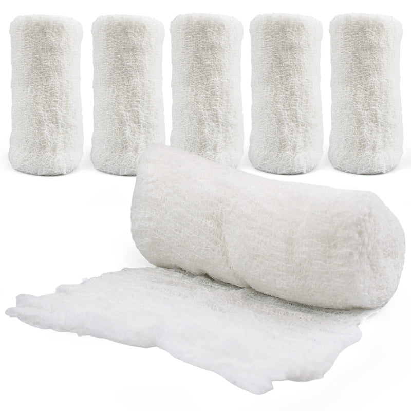 [Australia - AusPower] - Cotton Gauze Roll-100% Crinkle Weave Cotton -6 ply-STERILE -Extra Absorbency - Medical Gauze Bandage -6 Rolls –4.5 Inches X 4 Yard - Latex Free -Each roll Individual Wrapped-Hospital Grade Quality 
