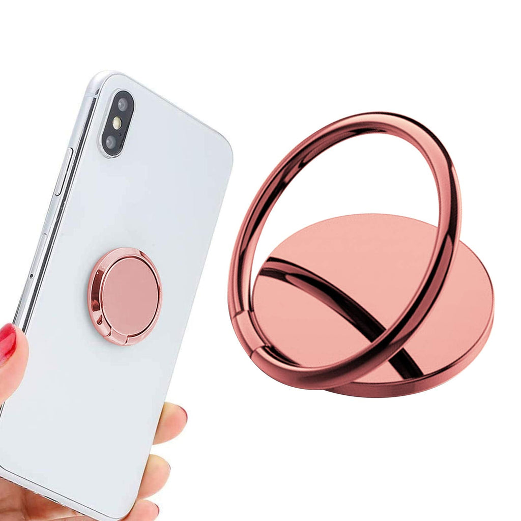 [Australia - AusPower] - Phone Ring Holder Finger Kickstand, Cell Phone Ring Holder ,360° Rotation Metal Ring Holder for Magnetic Car Mount Compatible All Smartphone(Rose Gold) 