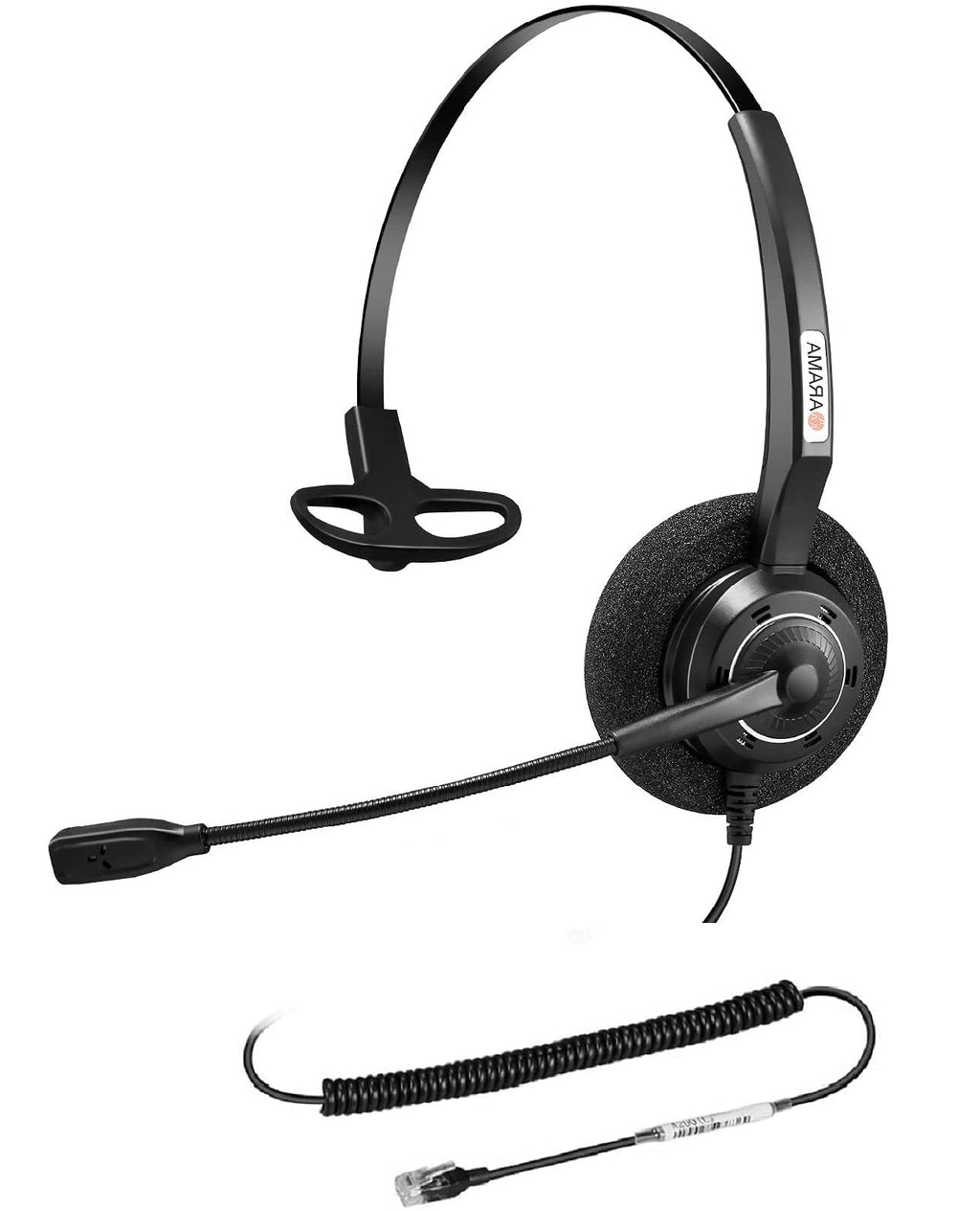 [Australia - AusPower] - Arama Phone Headset RJ9 with Noise Cancelling Mic Compatible with Polycom VVX311 VVX410 VVX411 VVX500 Mitel 5320e Avaya 1408 1416 5410 ShoreTel 230 420 480 NEC Landline Phones 