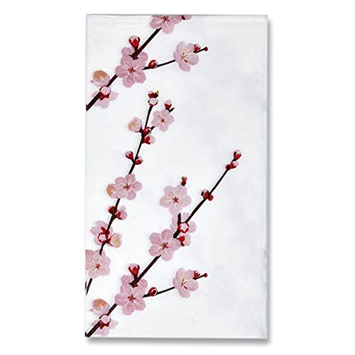 [Australia - AusPower] - 100 Floral Cherry Blossoms Guest Napkins 3 Ply Disposable Paper Pink Cherries Blossom Flowers Dinner Hand Napkin for Bathroom Powder Room Wedding Holiday Birthday Party Baby Shower Decorative Towels 