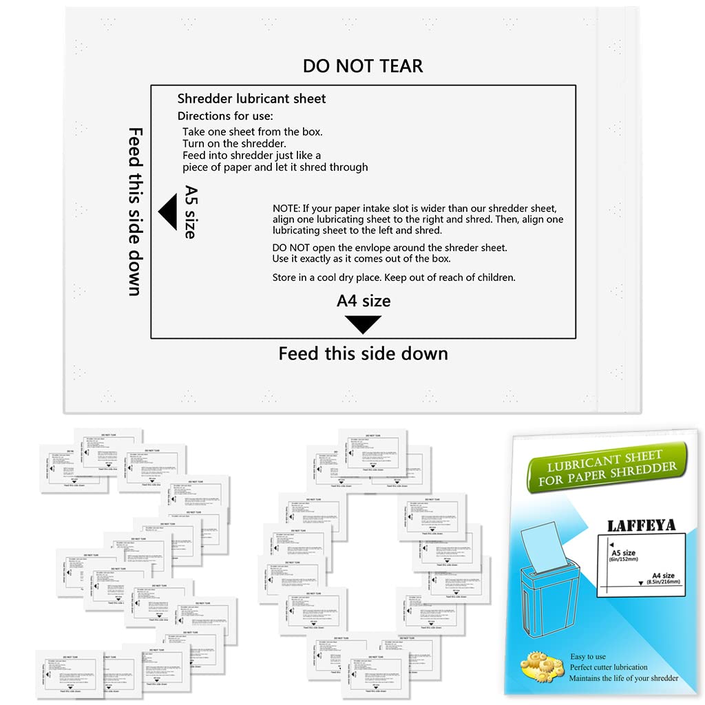 [Australia - AusPower] - laffeya Shredder Lubricant Sheets, Paper Shredder Sharpening, Paper Shredders Lubricating Sheets, Shredder Cleaning Sheets (30 Pack) 30 Pack 