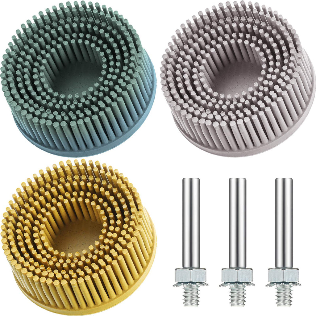[Australia - AusPower] - 3 Pieces 2 Inch Bristle Disc Assorted Grit 50# 80# 120# Coarse Bristle Disc Attachment Abrasive Coating Removal Disc with 1/4 Inch Round Shank (50# 80# 120#) 