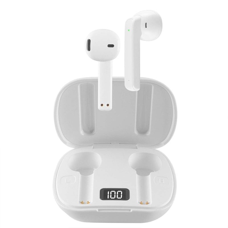 [Australia - AusPower] - Bluetooth Earbuds,Sunffice Wireless Bluetooth 5.0 Headphones in Ear Earpieces with Charging Case,Hands-Free Headsets with Mic, LED Power Display,Touch Control Earphones for iPhone and Android(White) White 