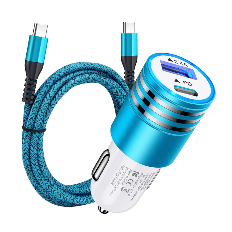 [Australia - AusPower] - Fast USB C Car Charger for Google Pixel 6a 6 Pro 5a 5 4a 4 XL 3 3a 2 XL,Samsung Galaxy S22 S21 Ultra S20 FE Note 20 A13 A02S A12 A32 A42 A52 A51 A21 A11 A20,30W PD Power Adapter+6ft Type C to C Cable Blue 