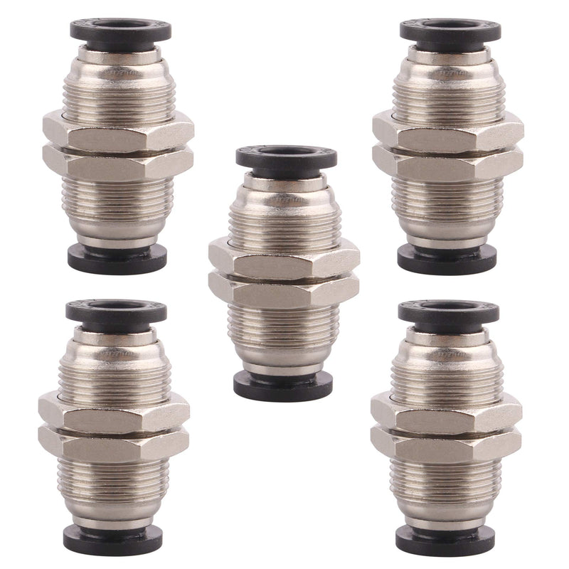 [Australia - AusPower] - DERPIPE Bulkhead Union Push to Connect Tube Fitting 5/16 Inch Tube OD Double Threaded (5 Packs) 5/16" (pack of 5) 