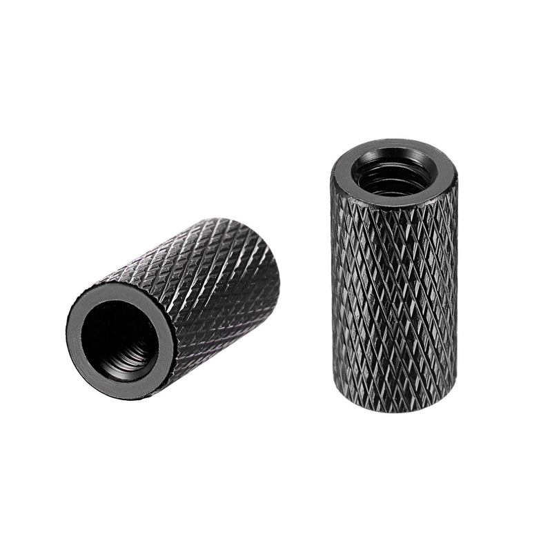[Australia - AusPower] - uxcell 1/4-20 x 10mm x 20mm Aluminum Alloy Hand Screw Nuts Diamond Knurl Knurled Camera Tripod Pass Hole Nut Black 2pcs 