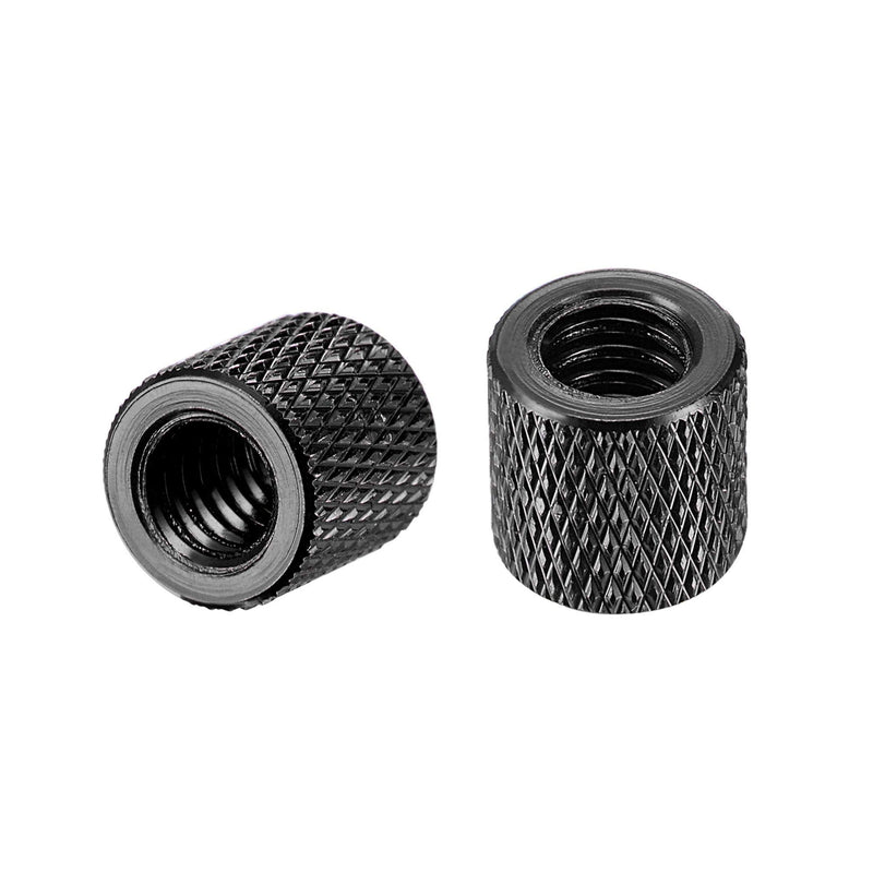 [Australia - AusPower] - uxcell 1/4-20 x 10mm x10mm Aluminum Alloy Hand Screw Nuts Diamond Knurl Knurled Camera Tripod Pass Hole Nut Black 2pcs 