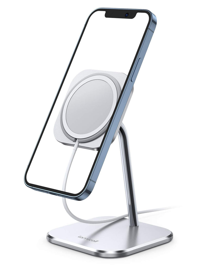 [Australia - AusPower] - Lamicall Phone Stand for MagSafe Charger - Adjustable Aluminum Charging Holder Dock Cradle for Desk 360° Rotation, Compatible with Apple iPhone 13 12 Mini, Pro, Pro Max[MagSafe is Not Included] 