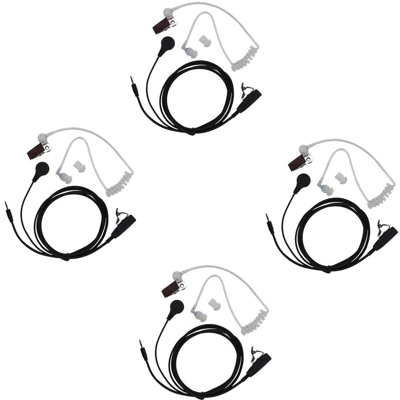[Australia - AusPower] - Caroo Cobra Walkie Talkie Headset,1 Pin Covert Acoustic Tube Earpiece Headsets with PTT Mic for Cobra Talkabout Walkie Talkies Two Way Radio(4 Pack) 