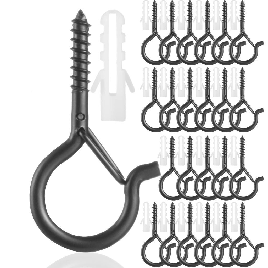 [Australia - AusPower] - Hooks for Outdoor String Lights - 24 Pcs Screw Hooks for Christmas Lights and Patio Lights,Ceiling Hooks Heavy Duty for Hanging Plants,Q Hanger Hooks for Wire and Plants with Safety Buckle 