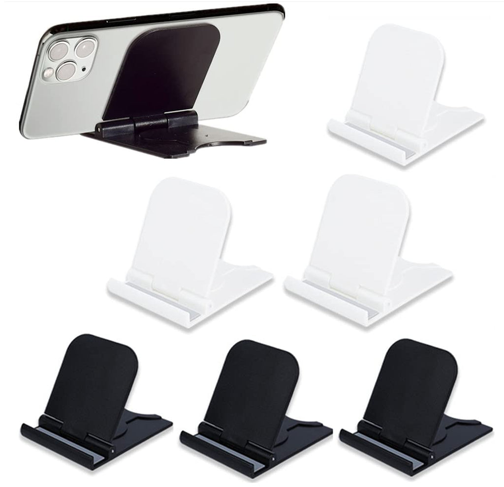 [Australia - AusPower] - OTIME Cell Phone Stand Travel Portable Cell Phone Holder Lightweight Full Foldable Tablet Stands Desktop for iPhone Android iPad Smartphone(6 Pack) 3 white & 3 black 