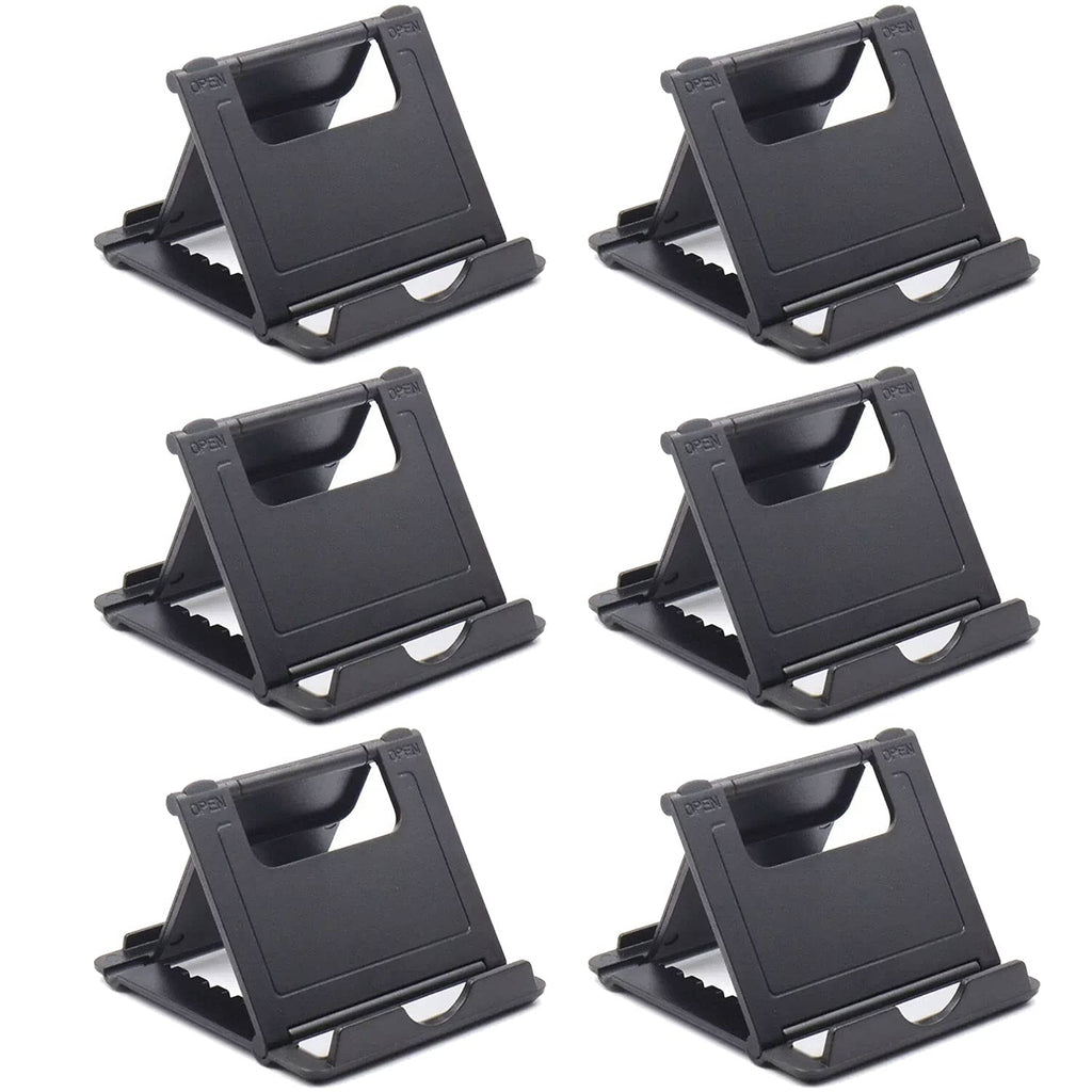 [Australia - AusPower] - VOVIGGOL 6 Pack Cell Phone Stands, Universal Foldable Tablet Stand Multi-Angle Pocket Desktop Holder Cradle Compatible with iPhone 12 11 Pro Xs Max X 8 7 6s Plus, All Android Smartphones 6 Black 